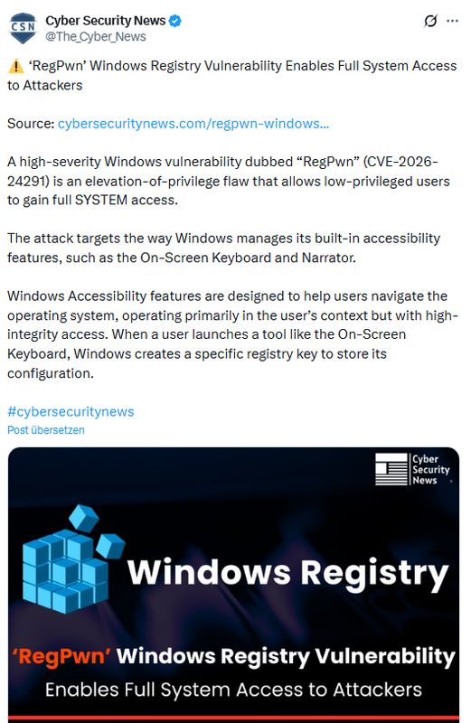 请务必安装3月更新KB5079473! Win11注册表高危漏洞被修复