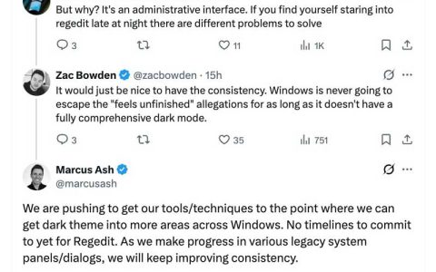 消除旧时代遗留元素! 微软透露正致力于改进 Win11 深色模式一致性