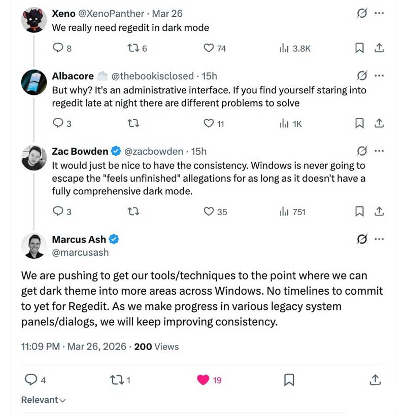 消除旧时代遗留元素! 微软透露正致力于改进 Win11 深色模式一致性