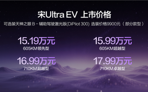15.19万元起！比亚迪宋Ultra EV正式上市：全球首款B级纯电闪充SUV