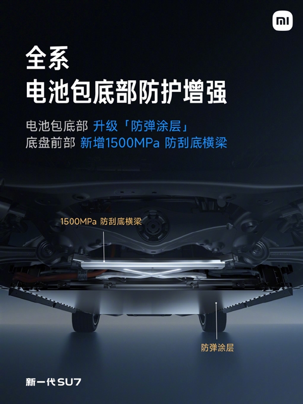 安全是一切!新一代SU7全系标配2200MPa防滚架+17层电池防护