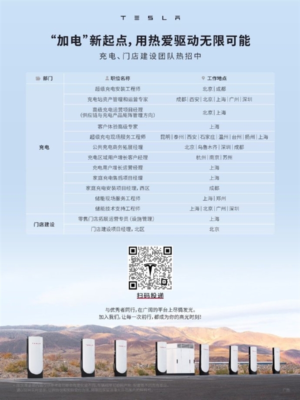 陶琳:特斯拉中国超充站突破2500座!多岗位正在热招中