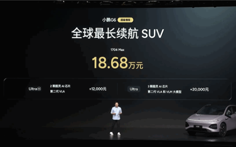 1704km 全球续航最长的SUV！小鹏G6超级增程上市：18.68万元