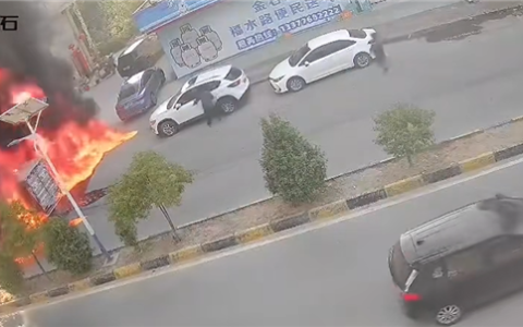 男子大火中淡定掉头致车辆被烧 网友急疯