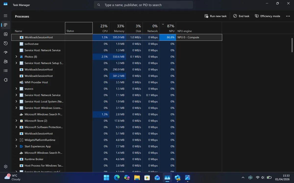 AI硬件监控升级! Win11任务管理器正式支持NPU监测