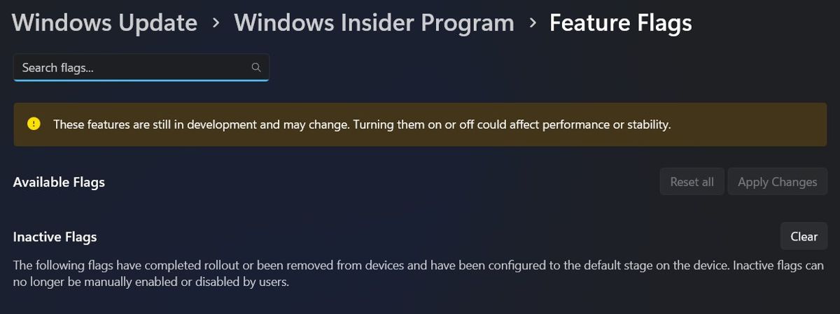 用户可手动开关系统新功能! Windows11将推功能标志页面