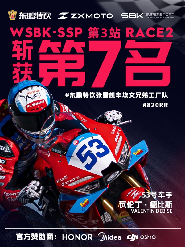 红旗提前终止！张雪机车荷兰站第二轮正赛获第7名