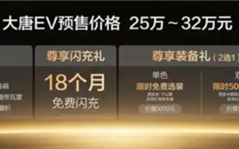 950km续航全球第一！比亚迪大唐EV开启预售：25万元起