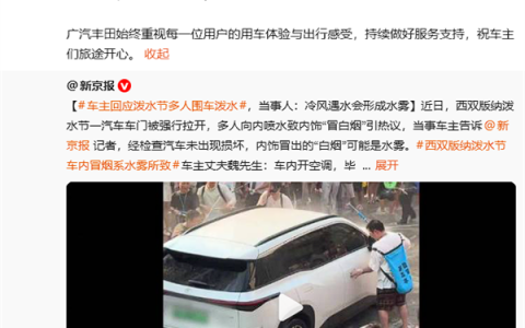 丰田SUV路过泼水节现场 被人打开后备箱泼水！车主：已报警 请求网友提供肇事者线索