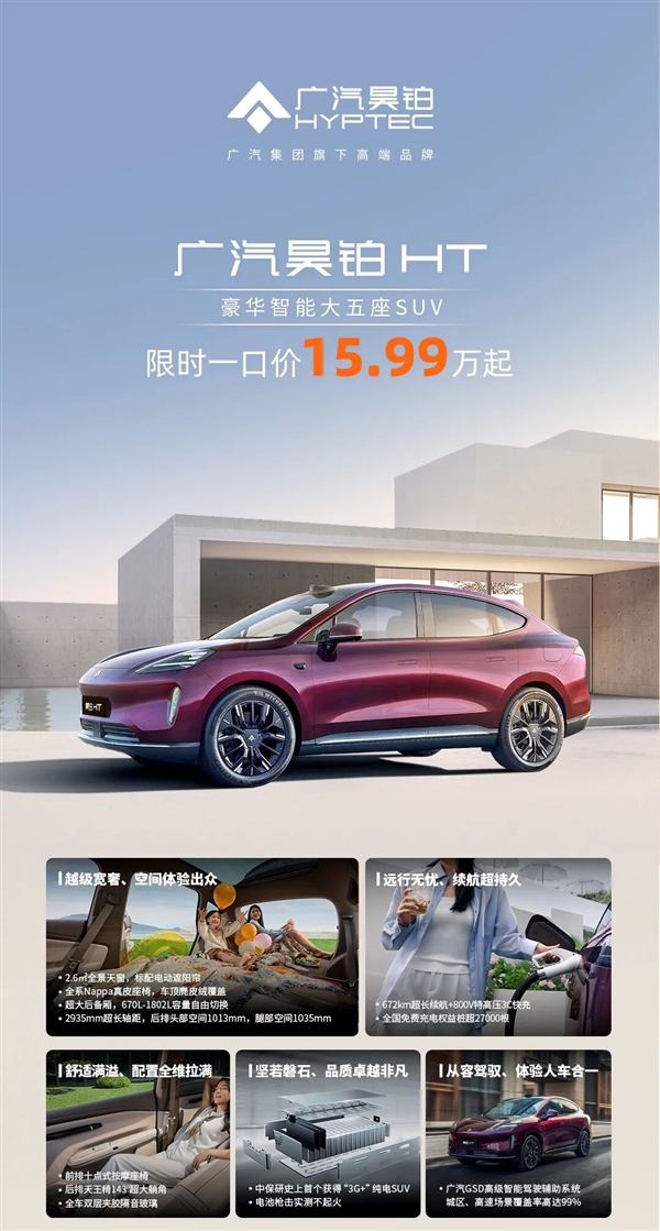 亲民价购豪华SUV！ 广汽昊铂HT开启限时优惠：一口价15.99万