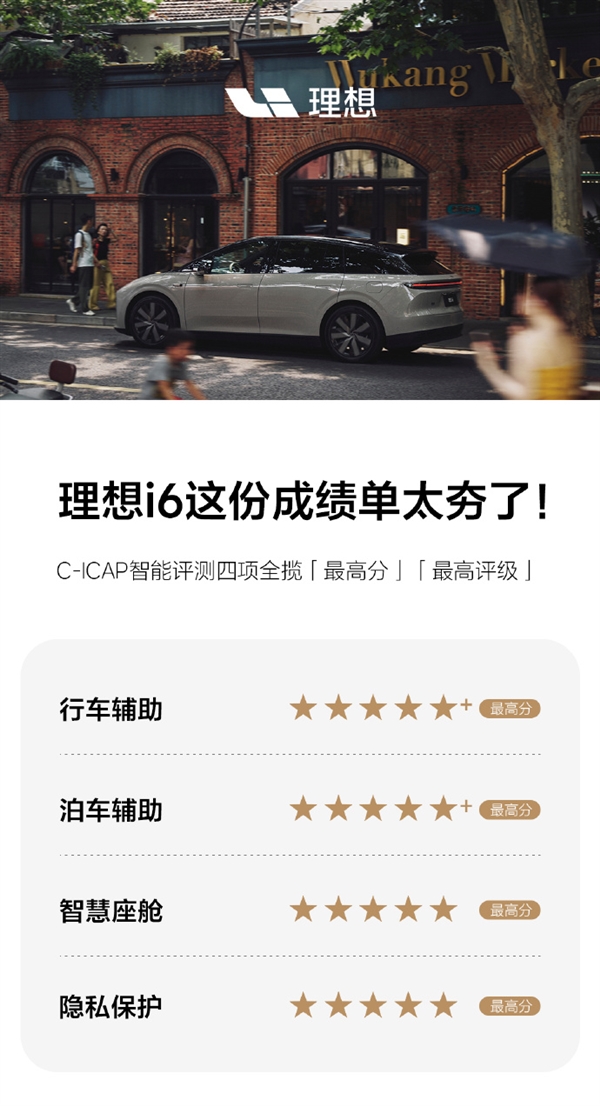 权威认证！理想i6智驾/泊车/座舱/隐私全拿史上最高分