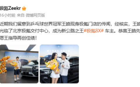 12连冠庆功拒选BBA！国乒主帅王皓喜提极氪8X 官方回应