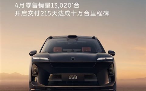 连续五个月斩获大型SUV销量冠军！蔚来全新ES8 4月零售销量13020台