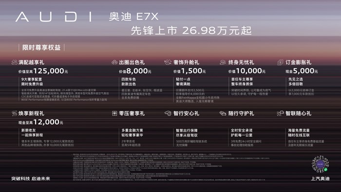 奥迪 E7X 大湾区车展上市 售价26.98-35.98万元