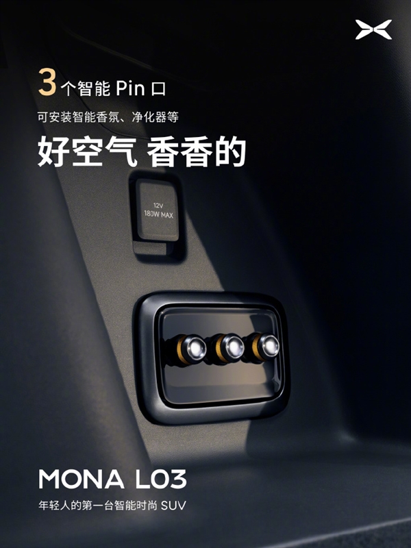 小鹏MONA L03公布23处拓展接口：可架设运动相机、手机支架等
