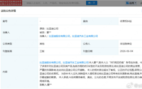 恶意抹黑豹5、网暴女车主！汽车博主987疯狂奶爸败诉：全网致歉比亚迪