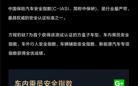 首开纪录！方程豹钛7成为首个获安全认证方盒子车型