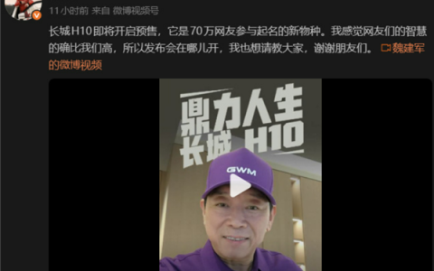 70万网友投票定名！魏建军力排众议：长城H10即将预售连发布会地点都让网友定