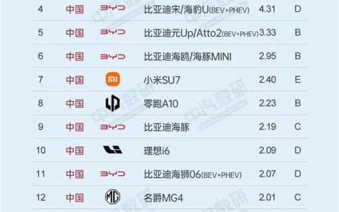 前5月全球新能源车型销量榜：前十除两台特斯拉 全被国产车包圆