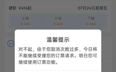 带娃买票多次被分到上铺 取消3次后又被限购 12306回应