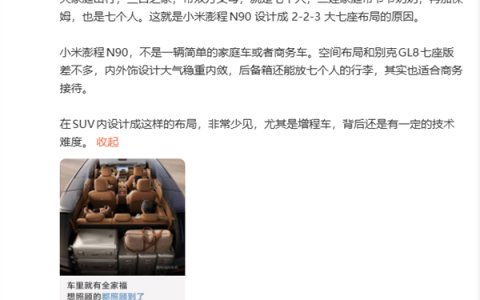 雷军揭秘小米澎程N90设计成223大七座：二娃家庭可以带个保姆