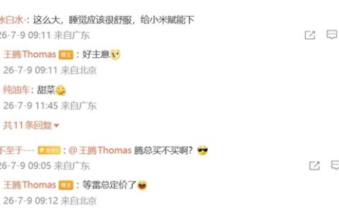 王腾回应是否购买小米澎程汽车：就等雷总定价了